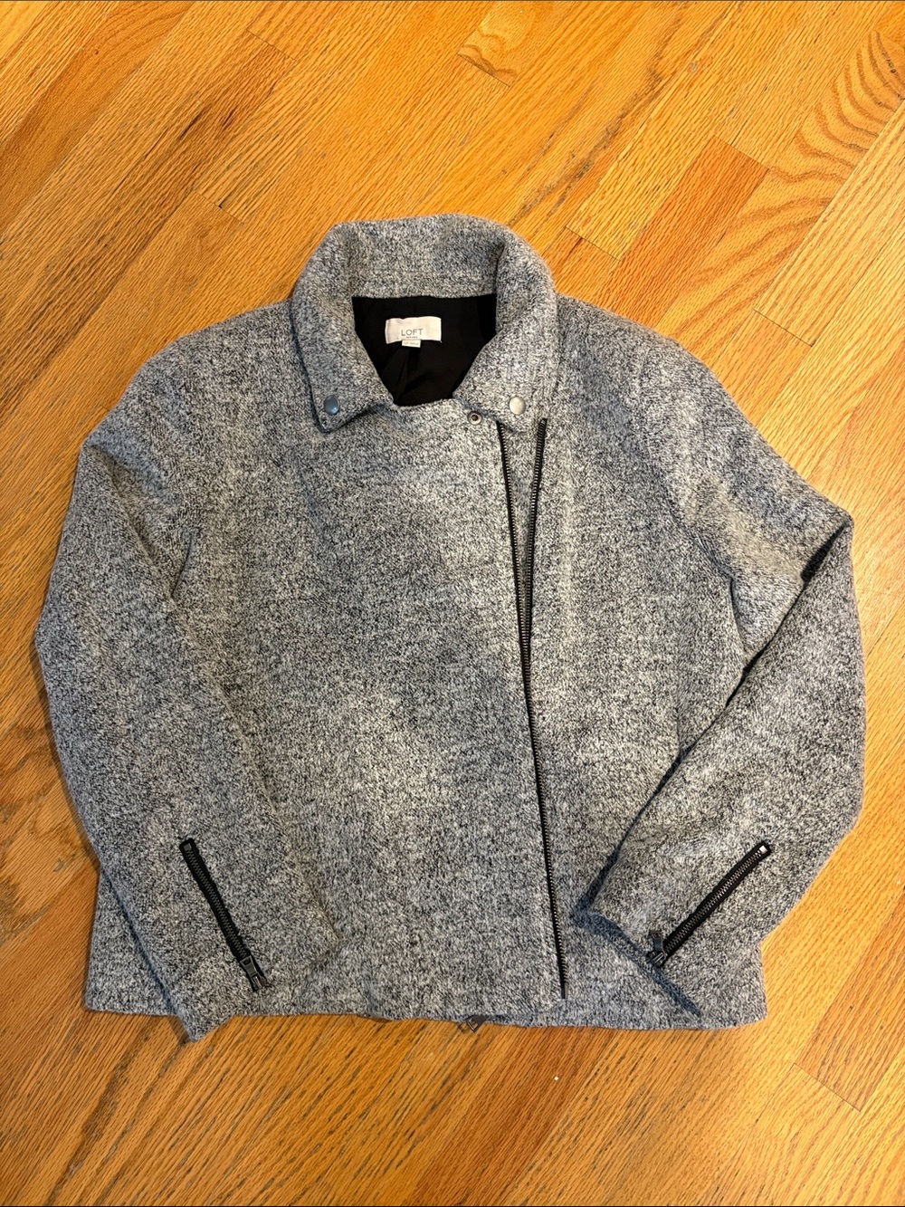 LOFT Gray Textured Moto-Style Jacket